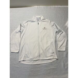 Women's White Full Zip Jacket Lightweight Athletic – Minor Stains – Size L